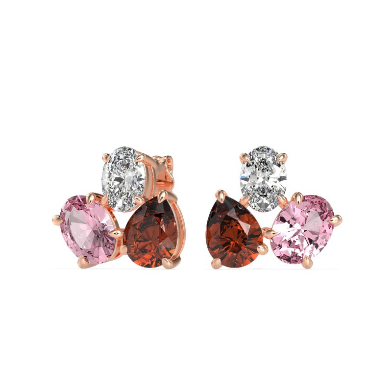Oval & Pear Trio Stud Earrings