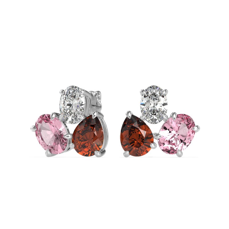 Oval & Pear Trio Stud Earrings