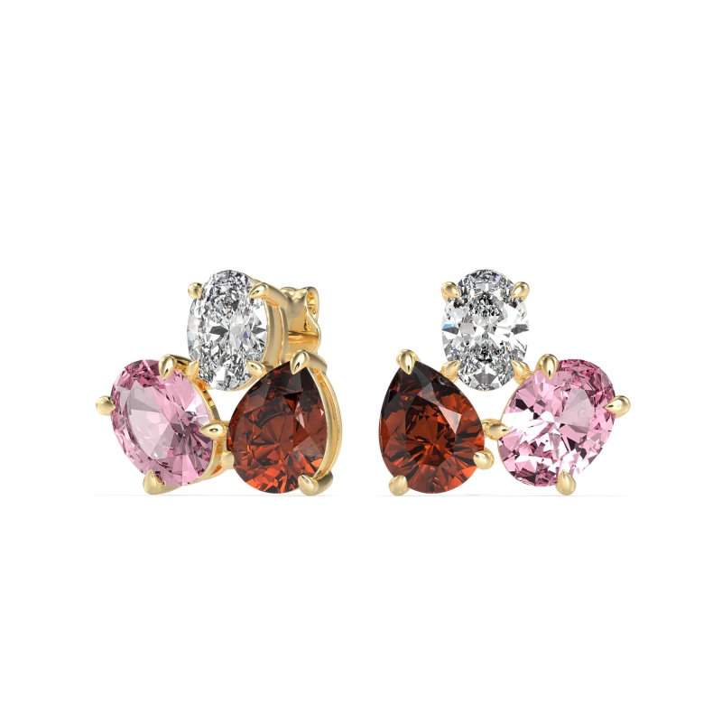 Oval & Pear Trio Stud Earrings
