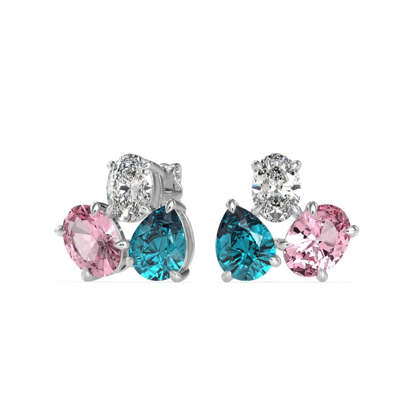 Oval & Pear Trio Stud Earrings