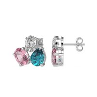 Oval & Pear Trio Stud Earrings