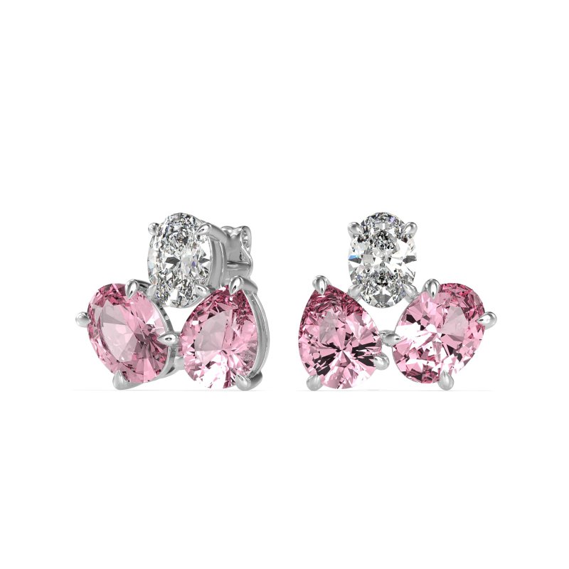 Oval & Pear Trio Stud Earrings