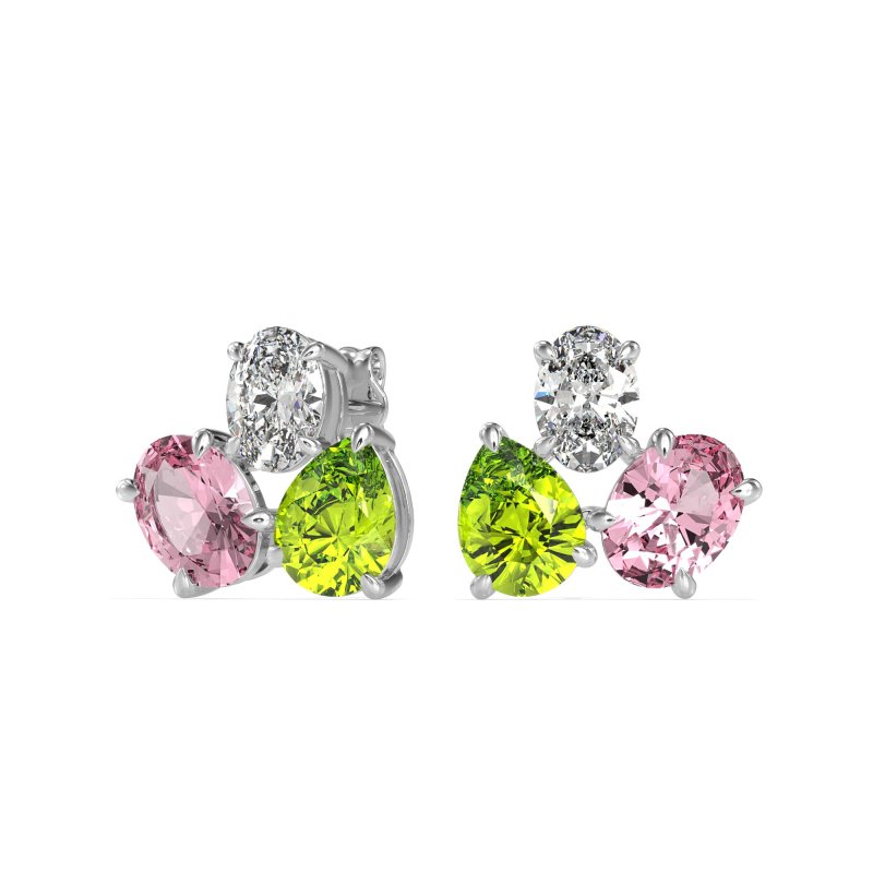 Oval & Pear Trio Stud Earrings