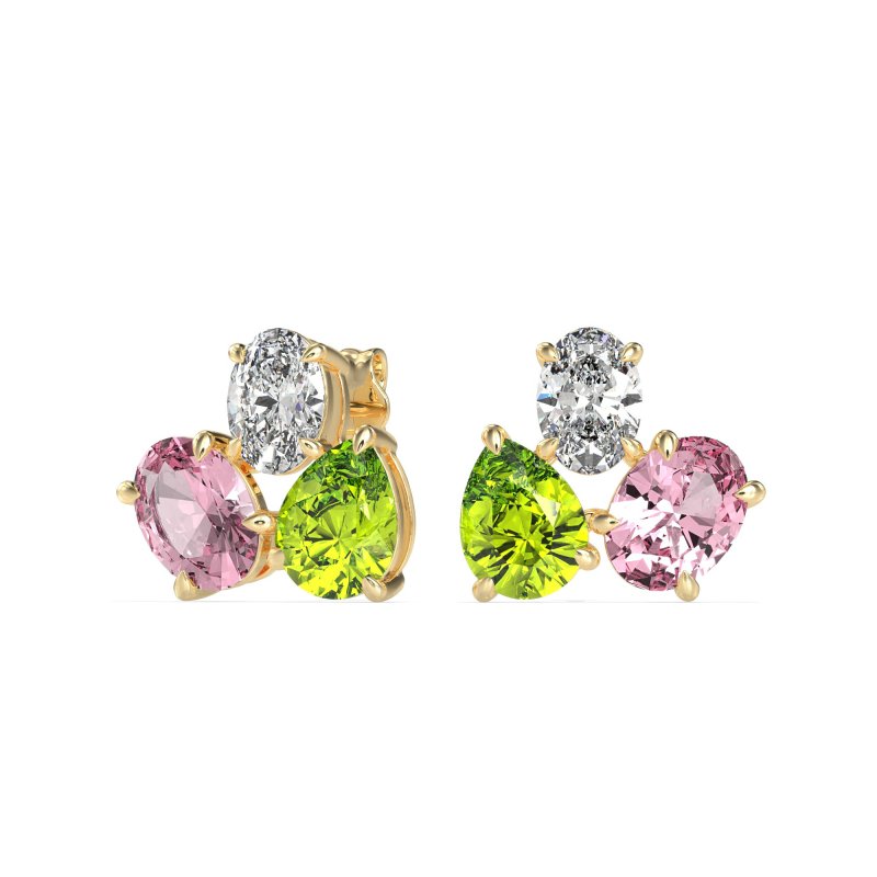 Oval & Pear Trio Stud Earrings