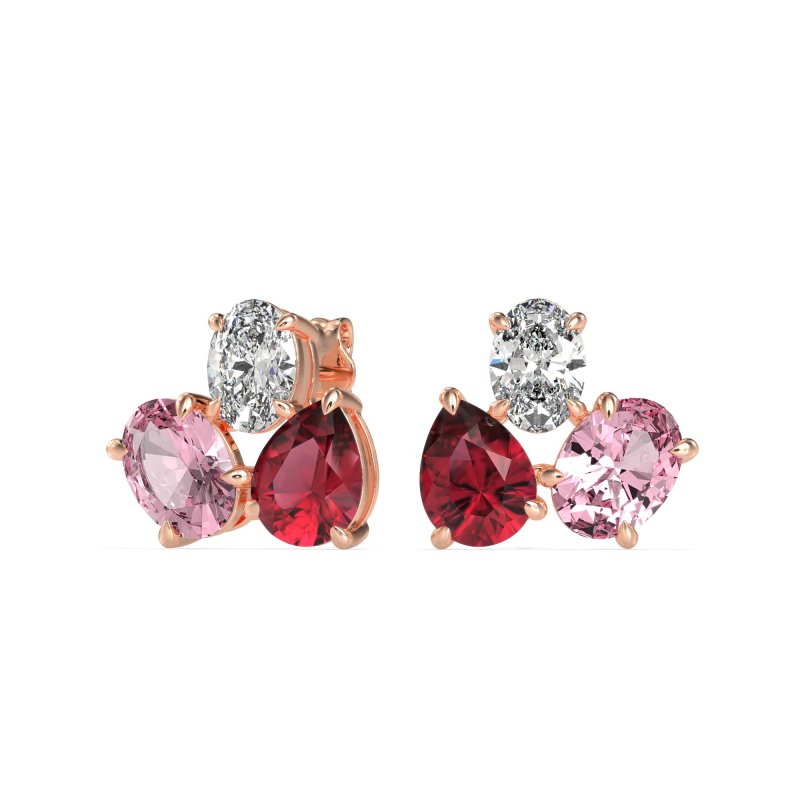 Oval & Pear Trio Stud Earrings