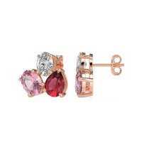 Oval & Pear Trio Stud Earrings