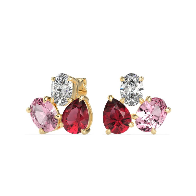 Oval & Pear Trio Stud Earrings