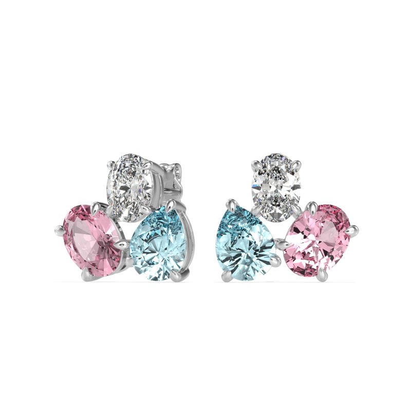 Oval & Pear Trio Stud Earrings