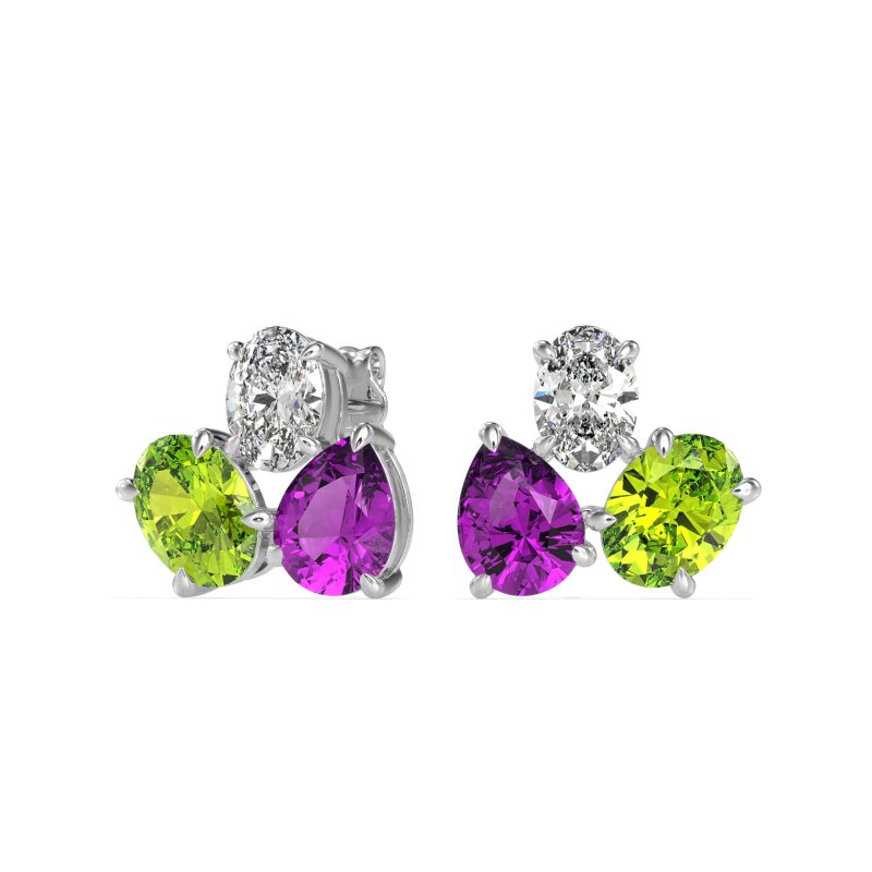 Oval & Pear Trio Stud Earrings