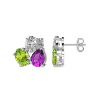 Oval & Pear Trio Stud Earrings