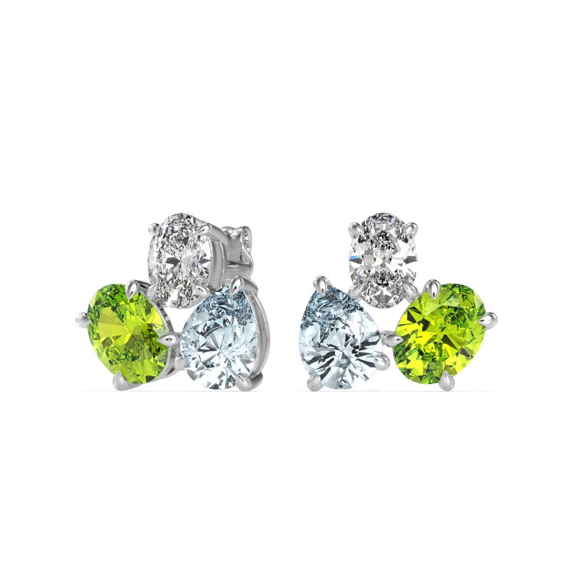 Oval & Pear Trio Stud Earrings
