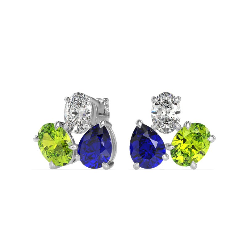 Oval & Pear Trio Stud Earrings