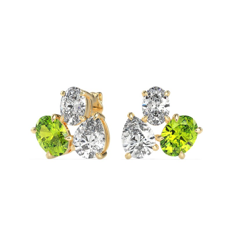 Oval & Pear Trio Stud Earrings