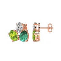 Oval & Pear Trio Stud Earrings