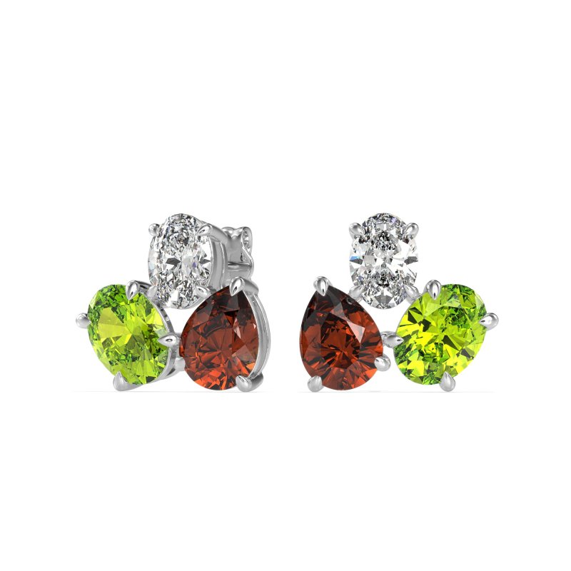 Oval & Pear Trio Stud Earrings