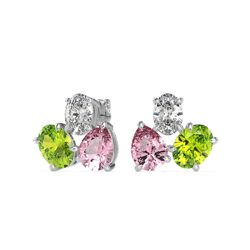 Oval & Pear Trio Stud Earrings