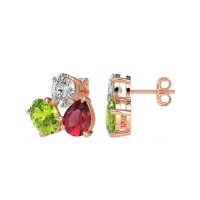 Oval & Pear Trio Stud Earrings