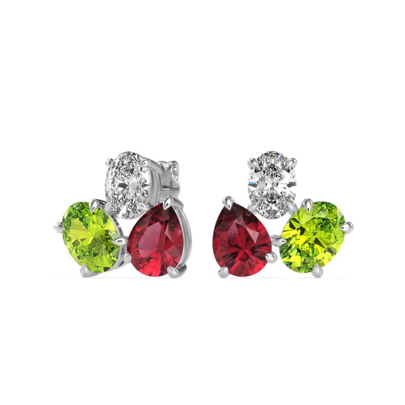 Oval & Pear Trio Stud Earrings