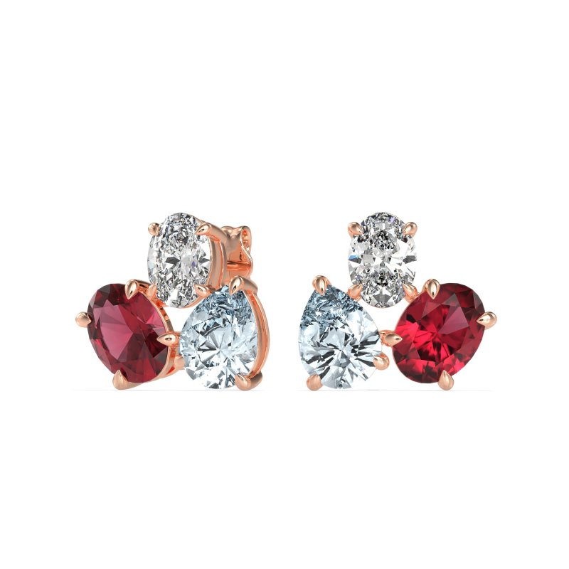 Oval & Pear Trio Stud Earrings