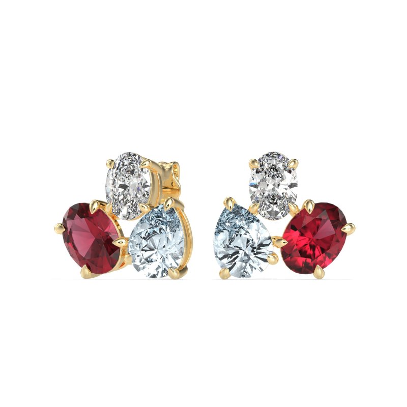 Oval & Pear Trio Stud Earrings