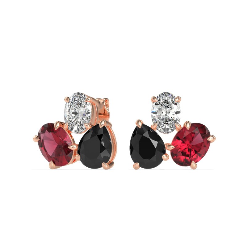Oval & Pear Trio Stud Earrings