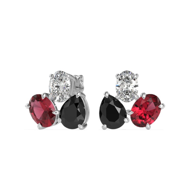 Oval & Pear Trio Stud Earrings