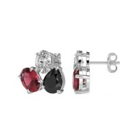 Oval & Pear Trio Stud Earrings