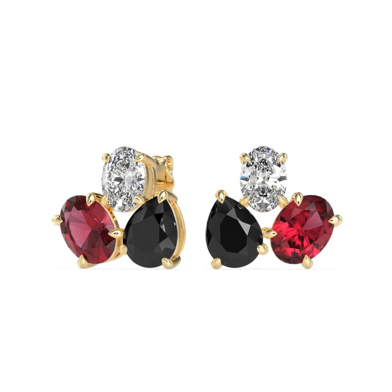 Oval & Pear Trio Stud Earrings