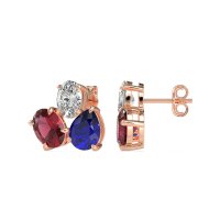 Oval & Pear Trio Stud Earrings