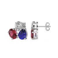 Oval & Pear Trio Stud Earrings