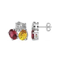 Oval & Pear Trio Stud Earrings