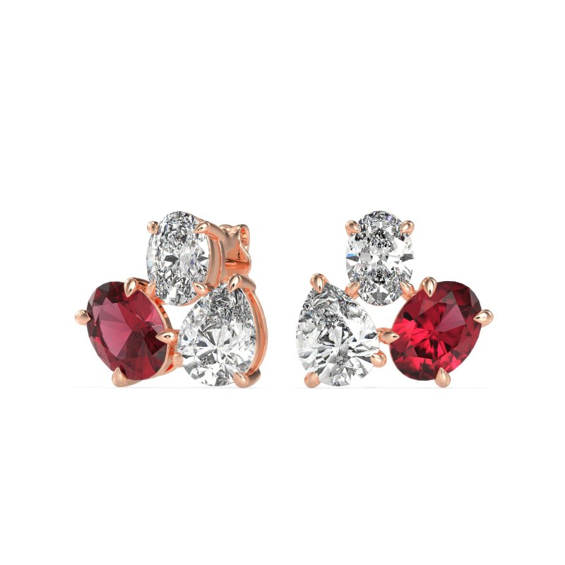 Oval & Pear Trio Stud Earrings