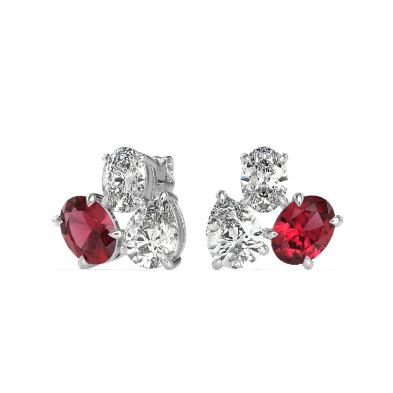 Oval & Pear Trio Stud Earrings