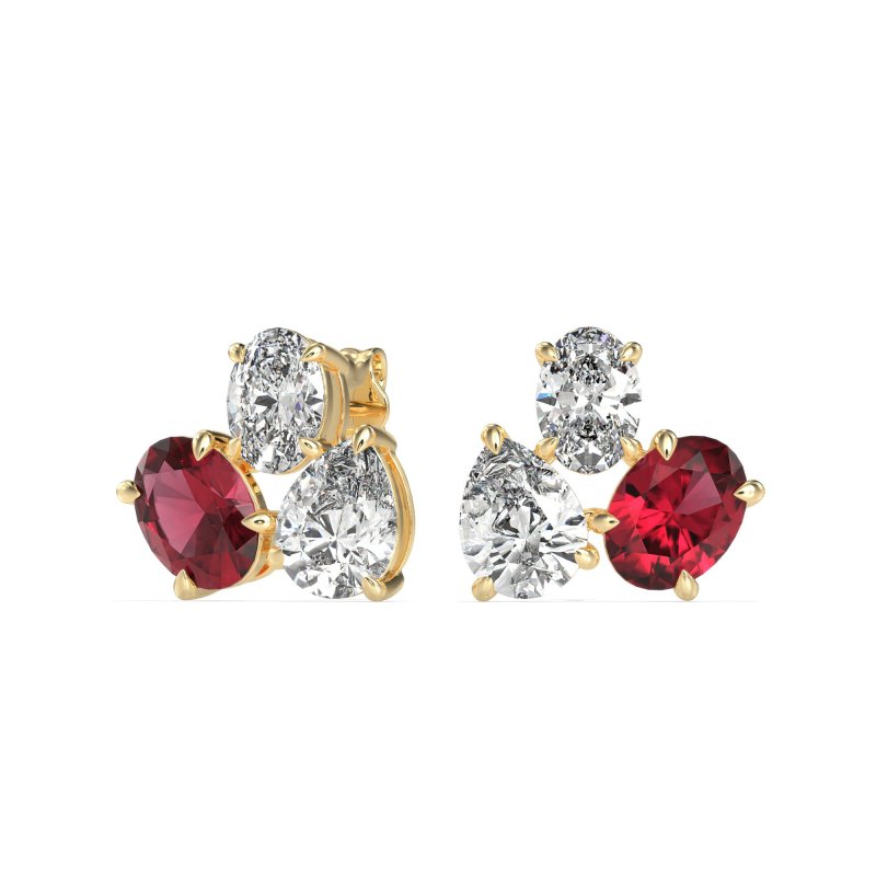 Oval & Pear Trio Stud Earrings