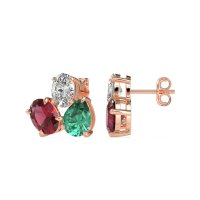 Oval & Pear Trio Stud Earrings