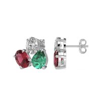 Oval & Pear Trio Stud Earrings