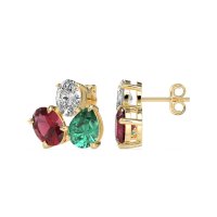 Oval & Pear Trio Stud Earrings