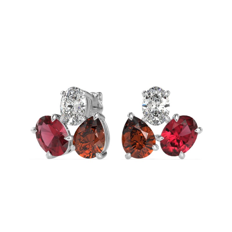 Oval & Pear Trio Stud Earrings