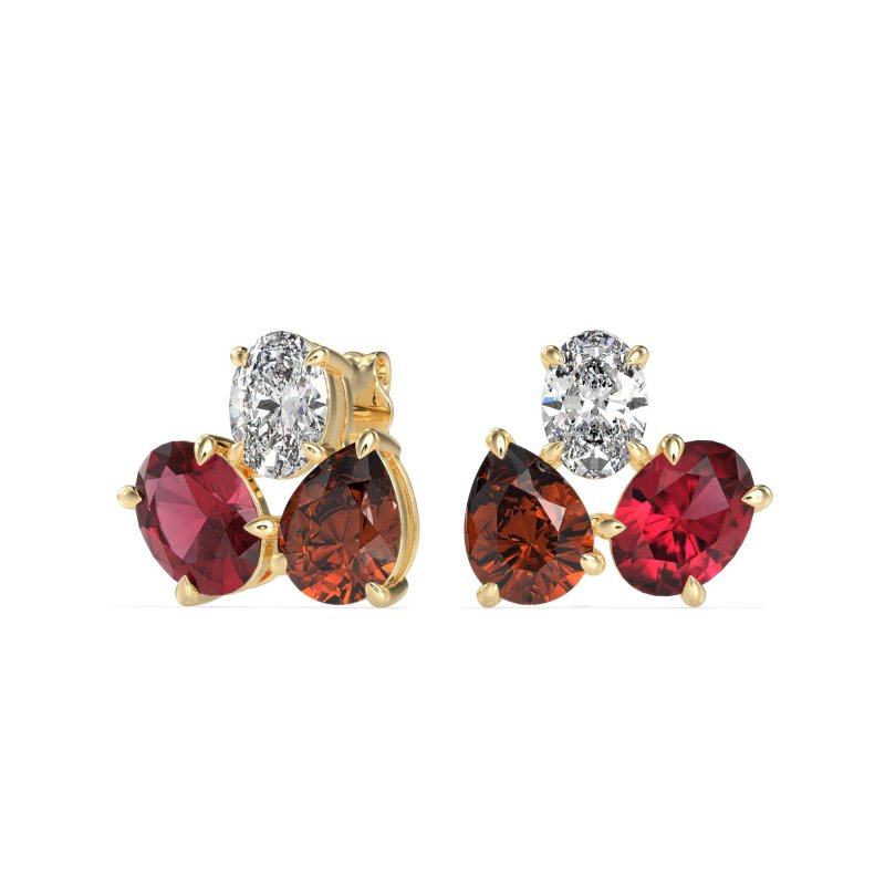 Oval & Pear Trio Stud Earrings