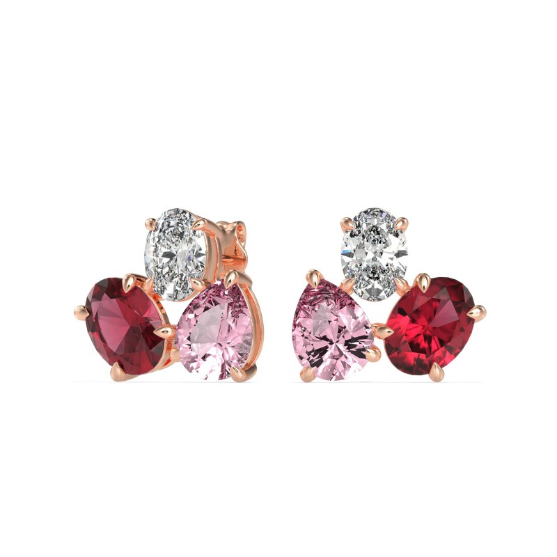 Oval & Pear Trio Stud Earrings