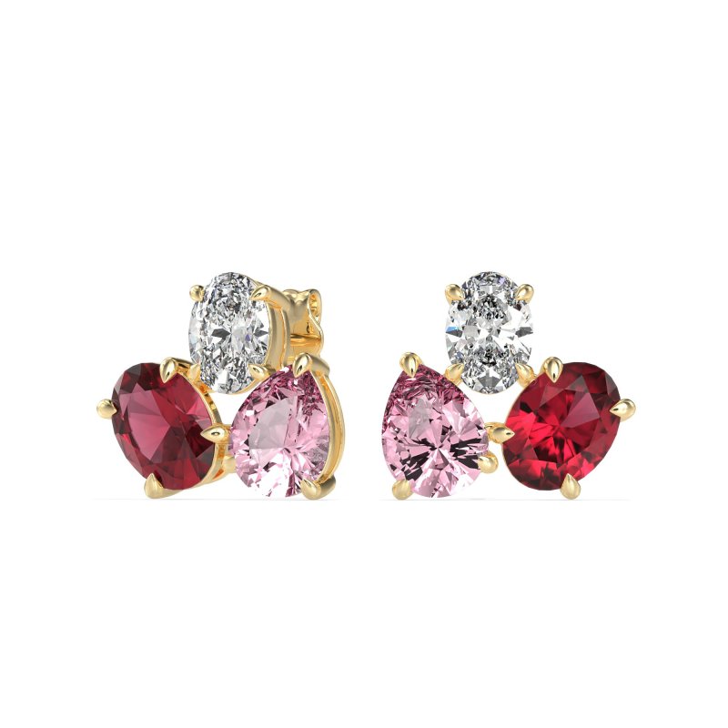 Oval & Pear Trio Stud Earrings