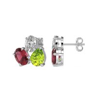 Oval & Pear Trio Stud Earrings