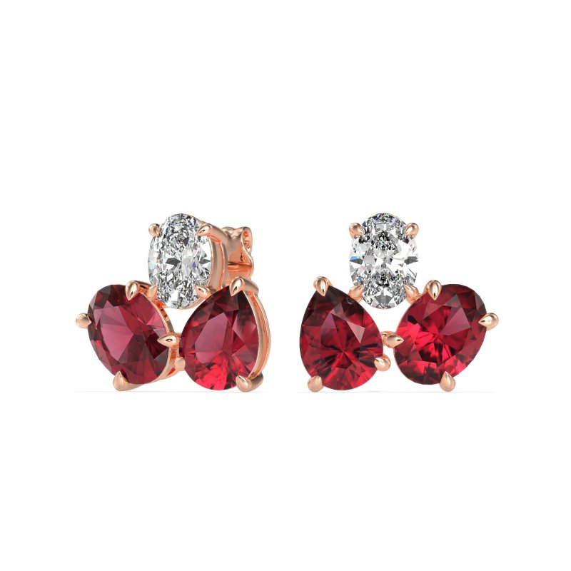 Oval & Pear Trio Stud Earrings