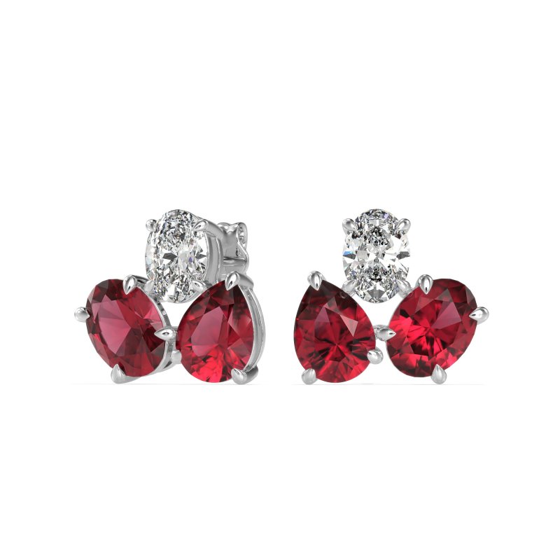 Oval & Pear Trio Stud Earrings