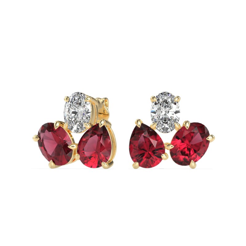 Oval & Pear Trio Stud Earrings