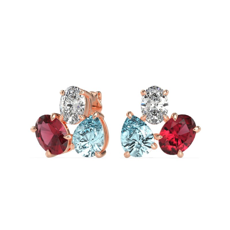 Oval & Pear Trio Stud Earrings