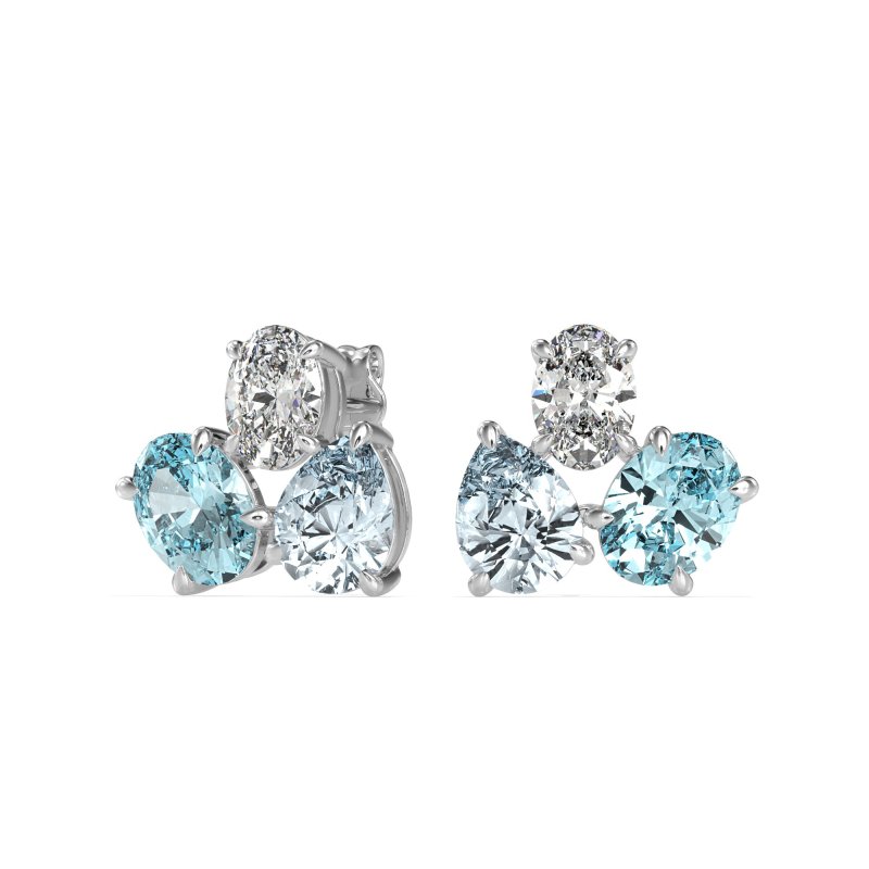 Oval & Pear Trio Stud Earrings