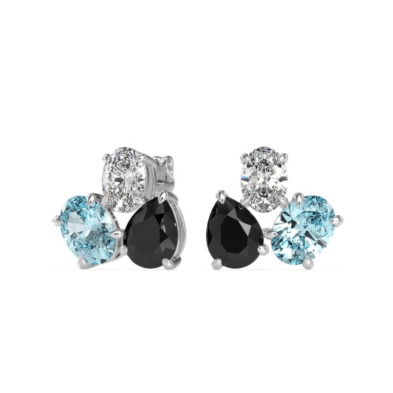 Oval & Pear Trio Stud Earrings