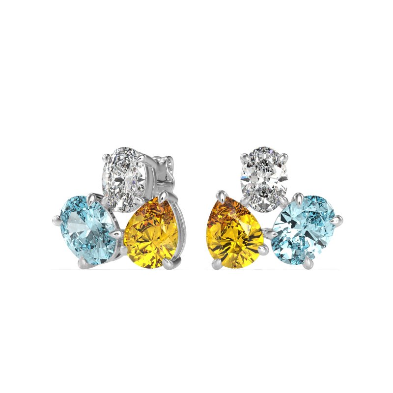 Oval & Pear Trio Stud Earrings