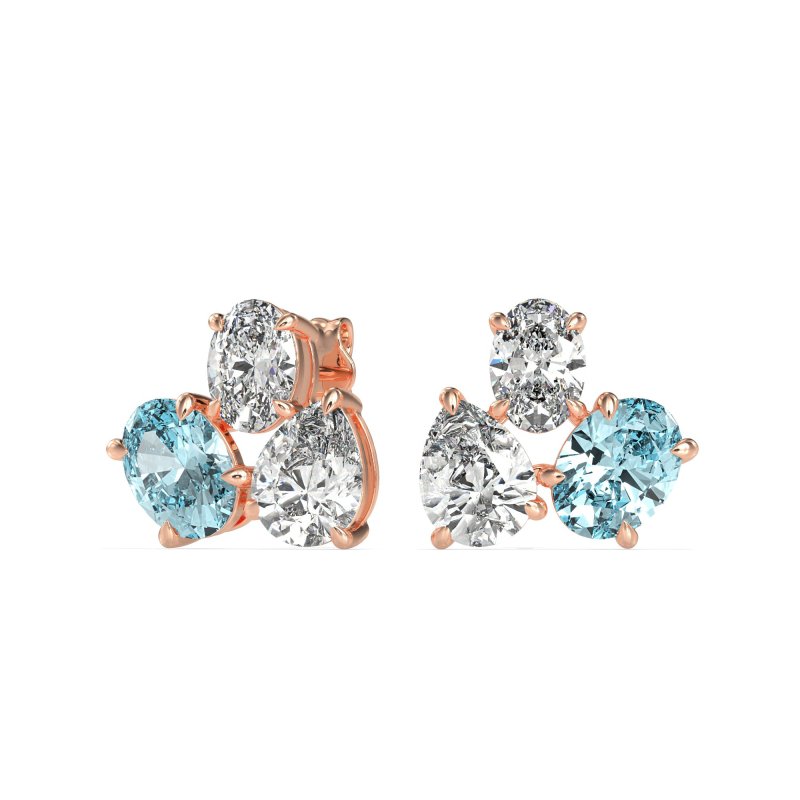 Oval & Pear Trio Stud Earrings